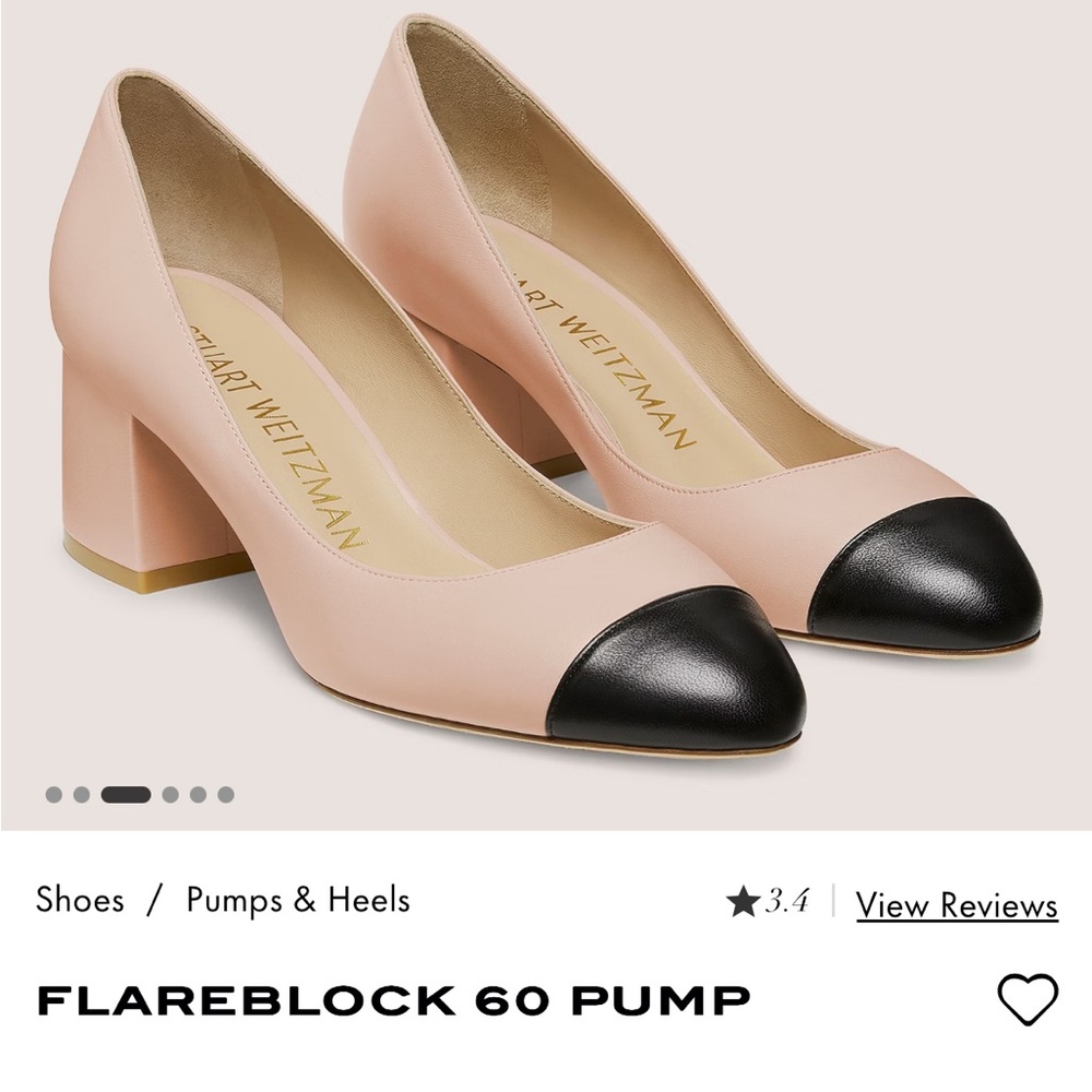 Stuart Weitzman Flareblock 60 Pump Adobe Black Leather Size 7/7.5 Classic EUC